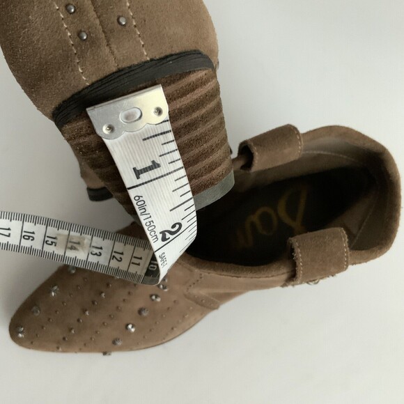 New Sam Edelman Suede Brian Studded Western Bootie Point-toe Taupe 8 - Picture 9 of 11